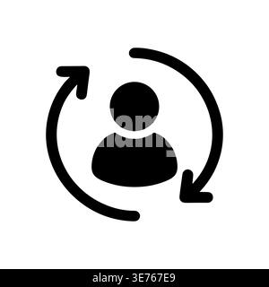 User refresh black icon, update profile and synchronize account Stock Vector