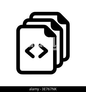 Stack of coding files with HTML tags, simple outline style Stock Vector