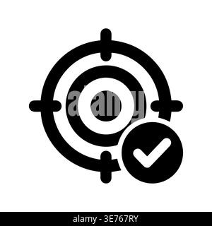 Target bullseye icon with check mark symbol, success achieved Stock Vector