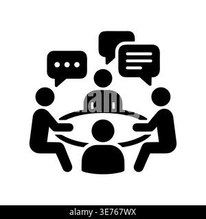 Meeting icon illustration depicting business collaboration, discussion, and teamwork Stock Vector