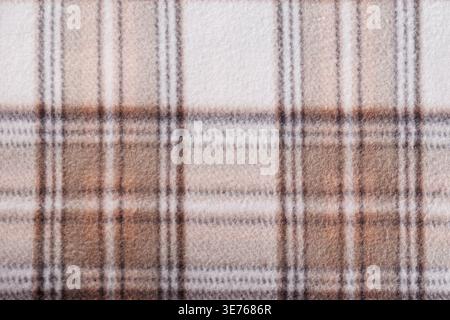Beige Brown Plaid Blanket Fabric Texture Background Stock Photo