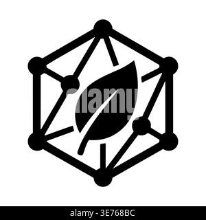 Abstract eco technology logo with leaf in a hexagon shape Stock Vector
