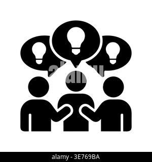 Brainstorming session group of people with lightbulb icons illustration Stock Vector