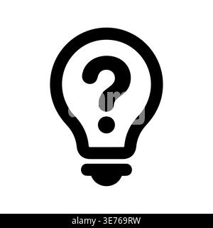 Light bulb with question mark inside, solution idea concept icon Stock Vector