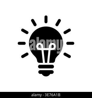 Black and White Light Bulb Idea Icon Glyph Design Stock Vector