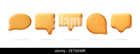 Set of yellow 3d speech bubble icons Stock Vector