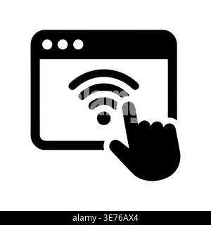 Internet access on website with hand cursor pressing wifi icon Stock Vector