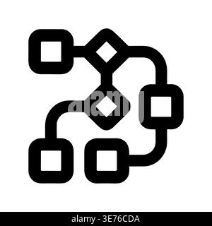 Abstract flowchart diagram icon in black and white, line art Stock Vector
