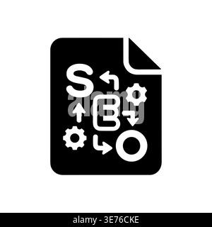 SEO Document Icon Optimization Strategy and Digital Marketing Black Stock Vector