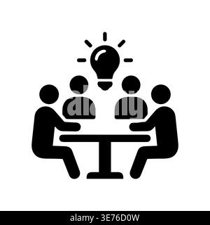 Brainstorming session teamwork concept with lightbulb silhouette on white background Stock Vector