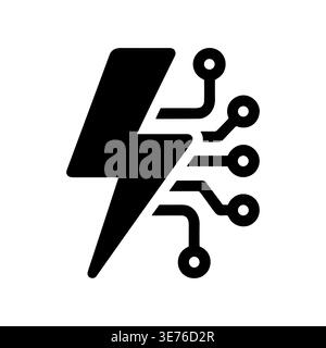 Digital energy icon vector illustration, power symbol, glyph style Stock Vector