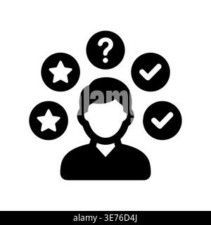 Black silhouette of person making decision, options, problem solving Stock Vector