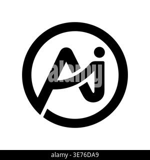 Elegant Circle Logo Design of Letters A and J in Black Stock Vector