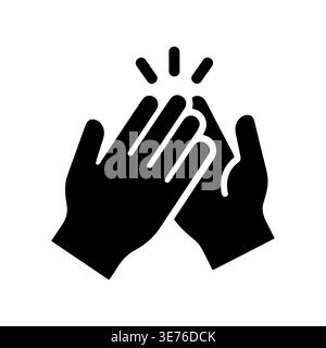 Black silhouette of hands clapping in appreciation and applause icon Stock Vector