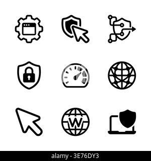 Cybersecurity icons set, data protection vector glyph symbols collection Stock Vector