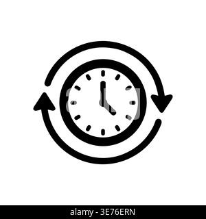 Clock icon with circular arrows, indicating time and rotation Stock Vector