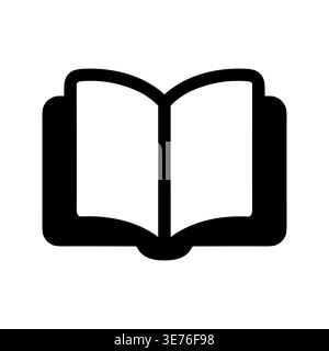 Simple black open book icon for education and reading Stock Vector
