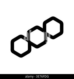 Linked Hexagons Chain Icon Design in Black and White Style Stock Vector