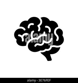 Black silhouette of human brain on white background vector illustration Stock Vector