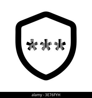 Password protected shield icon, data security outline vector illustration Stock Vector