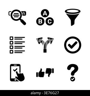 Collection of black glyph icons for website navigation and user interface Stock Vector