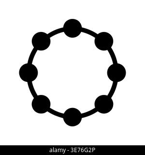 Simple flat vector graphic of a circle with connecting nodes Stock Vector