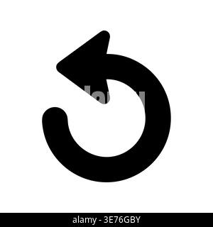Black rewind arrow icon in simple bold style vector illustration Stock Vector