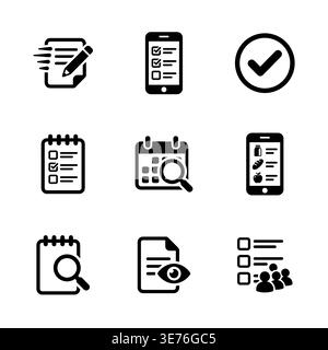 Set of black and white To Do List vector icons Stock Vector