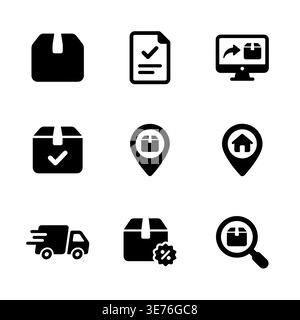 Delivery service vector icon set in glyph style Stock Vector