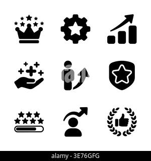 Set of black achievement and success icons vector illustration Stock Vector