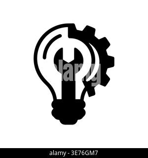 Lightbulb wrench and gear logo concept creative repair idea Stock Vector