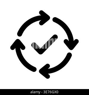 Circle Arrows with Check Mark Icon Represents Process Completion Stock Vector