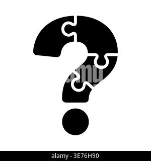 Question mark icon made of jigsaw puzzle pieces solid style Stock Vector