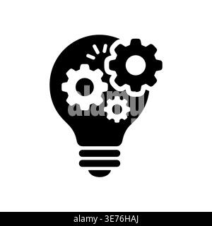 Lightbulb with gears icon representing idea generation and innovation Stock Vector