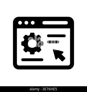 Website settings icon with gear and cursor in black color Stock Vector