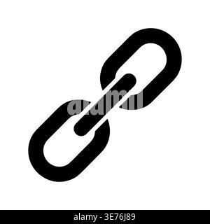 Simple black silhouette of two chain links on white background Stock Vector