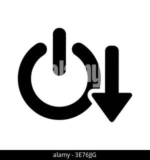 Shutdown icon with arrow down black and white vector Stock Vector