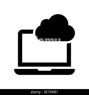 Laptop connected to cloud computing simple vector icon illustration Stock Vector