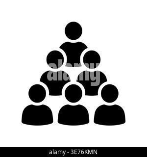 Teamwork pyramid icon representing hierarchy and collaboration, solid black Stock Vector