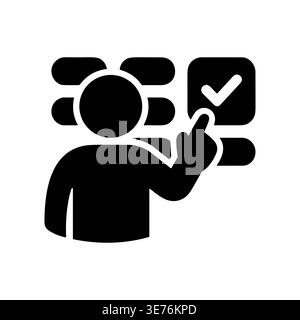 Person making a choice or selection, black glyph icon Stock Vector