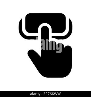 Hand pressing button black glyph icon vector illustration Stock Vector
