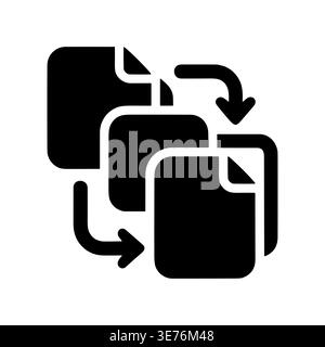 File conversion icon, document processing and transformation, vector glyph Stock Vector