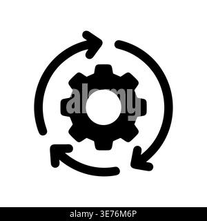 Gear icon with rotating arrows, process automation flat vector Stock Vector