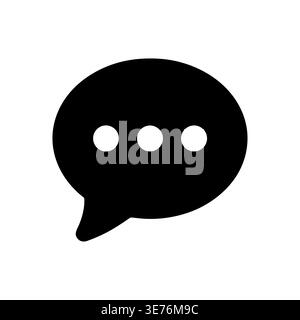 Simple black speech bubble icon with three dots inside Stock Vector