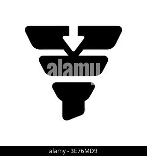 Funnel icon vector illustration, data filtering process, marketing concept Stock Vector