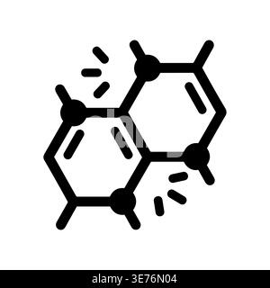 Black and white molecular structure icon illustration in minimalist style Stock Vector