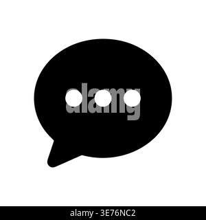 Black speech bubble with three dots in minimal style Stock Vector