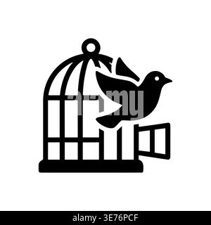 Bird flying out of a cage, freedom concept, vector illustration Stock Vector