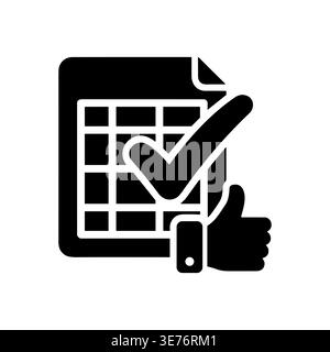 Spreadsheet Document with Check Mark and Thumbs Up Icon Stock Vector
