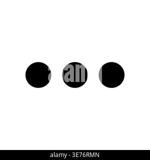 Three dots symbol representing more options in black and white Stock Vector